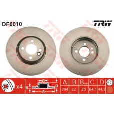 DF6010 TRW Тормозной диск