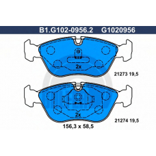 B1.G102-0956.2 GALFER Комплект тормозных колодок, дисковый тормоз