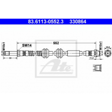 83.6113-0552.3 ATE Тормозной шланг