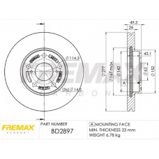 BD-2897 FREMAX Тормозной диск