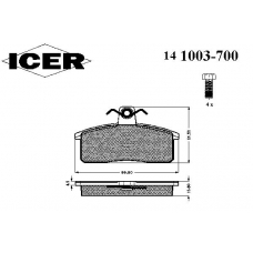 141003-700 ICER Комплект тормозных колодок, дисковый тормоз