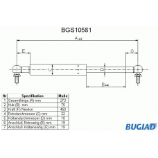 BGS10581 BUGIAD Газовая пружина, крышка багажник