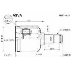 MZID-512 ASVA Шарнирный комплект, приводной вал