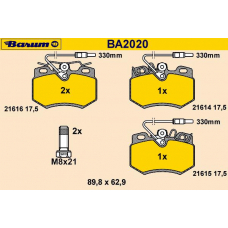 BA2020 BARUM Комплект тормозных колодок, дисковый тормоз