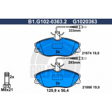 B1.G102-0363.2 GALFER Комплект тормозных колодок, дисковый тормоз