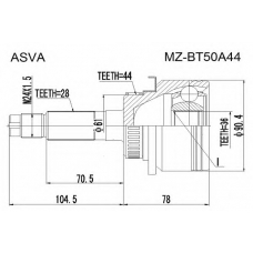 MZ-BT50A44 ASVA Шарнирный комплект, приводной вал