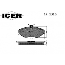 141315 ICER Комплект тормозных колодок, дисковый тормоз