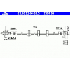 83.6232-0465.3 ATE Тормозной шланг