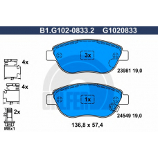 B1.G102-0833.2 GALFER Комплект тормозных колодок, дисковый тормоз