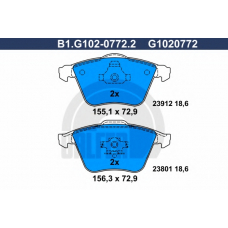 B1.G102-0772.2 GALFER Комплект тормозных колодок, дисковый тормоз