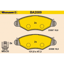 BA2089 BARUM Комплект тормозных колодок, дисковый тормоз