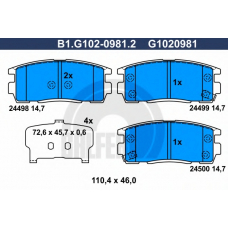 B1.G102-0981.2 GALFER Комплект тормозных колодок, дисковый тормоз