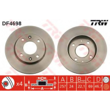 DF4698 TRW Тормозной диск