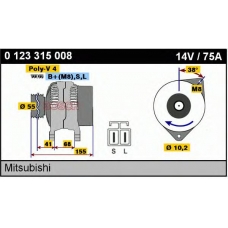 0 123 315 008 BOSCH Генератор 14v, 75 a