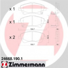 24668.190.1 ZIMMERMANN Комплект тормозных колодок, дисковый тормоз
