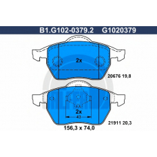 B1.G102-0379.2 GALFER Комплект тормозных колодок, дисковый тормоз