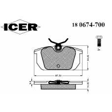 180674-700 ICER Комплект тормозных колодок, дисковый тормоз