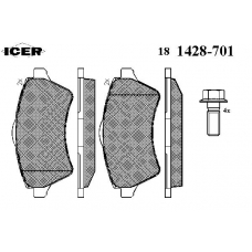 181428-701 ICER Комплект тормозных колодок, дисковый тормоз