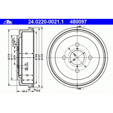 24.0220-0021.1 ATE Тормозной барабан