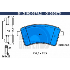 B1.G102-0875.2 GALFER Комплект тормозных колодок, дисковый тормоз