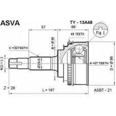 TY-13A48 ASVA Шарнирный комплект, приводной вал