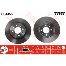 DF4455 TRW Тормозной диск