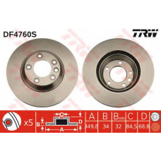 DF4760S TRW Тормозной диск