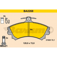 BA2268 BARUM Комплект тормозных колодок, дисковый тормоз