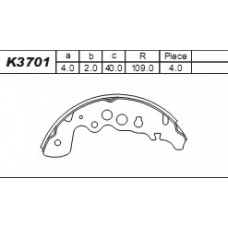 K3701 ASIMCO Комплект тормозных колодок