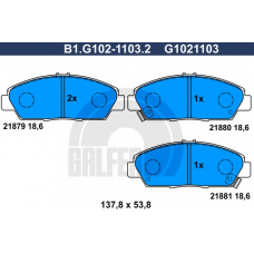 B1.G102-1103.2 GALFER Комплект тормозных колодок, дисковый тормоз