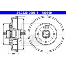 24.0220-0006.1 ATE Тормозной барабан