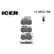180553-700 ICER Комплект тормозных колодок, дисковый тормоз