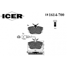 181614-700 ICER Комплект тормозных колодок, дисковый тормоз