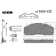 151623-122 ICER Комплект тормозных колодок, дисковый тормоз