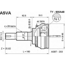 TY-900A48 ASVA Шарнирный комплект, приводной вал