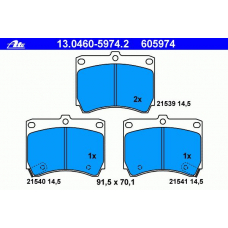 13.0460-5974.2 ATE Комплект тормозных колодок, дисковый тормоз