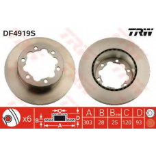 DF4919S TRW Тормозной диск