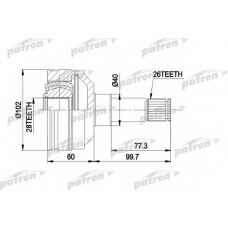 PCV4012 PATRON Шарнирный комплект, приводной вал