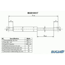 BGS10917 BUGIAD Газовая пружина, крышка багажник