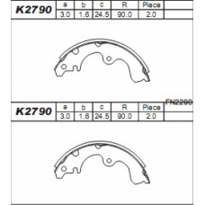 K2790 ASIMCO Комплект тормозных колодок