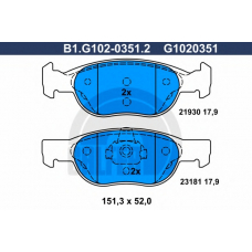 B1.G102-0351.2 GALFER Комплект тормозных колодок, дисковый тормоз