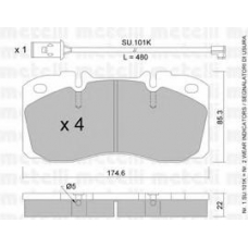 22-0268-2K METELLI Комплект тормозных колодок, дисковый тормоз