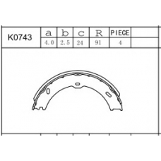 K0743 ASIMCO Комплект тормозных колодок, стояночная тормозная с