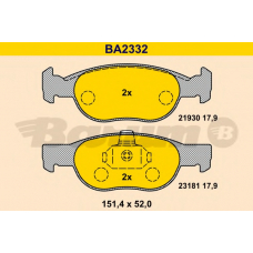 BA2332 BARUM Комплект тормозных колодок, дисковый тормоз