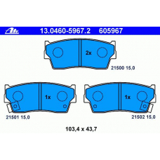 13.0460-5967.2 ATE Комплект тормозных колодок, дисковый тормоз