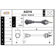 A2316 SNRA Приводной вал