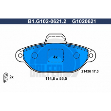 B1.G102-0621.2 GALFER Комплект тормозных колодок, дисковый тормоз