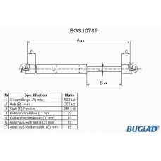 BGS10789 BUGIAD Газовая пружина, крышка багажник