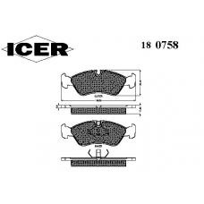 180758 ICER Комплект тормозных колодок, дисковый тормоз