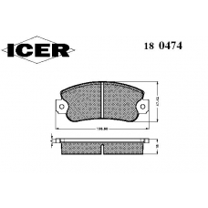 180474 ICER Комплект тормозных колодок, дисковый тормоз